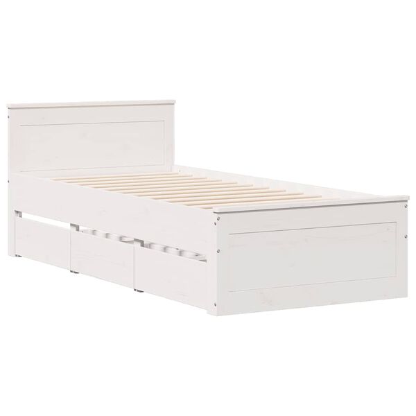 vidaXL Bed Frame without Mattress with Headboard White 90x190 cm Single Solid Wood Pine