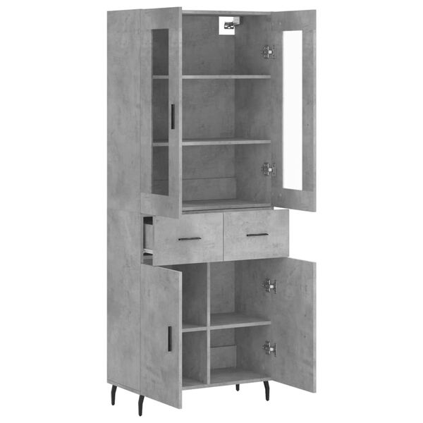 vidaXL Highboard Concrete Grey 69.5x34x180 cm Engineered Wood