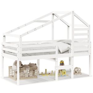 vidaXL High Sleeper Bed without Mattress White 80x200 cm Solid Wood Pine