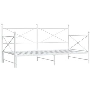 vidaXL Daybed with Trundle without Mattress White 100x190 cm Steel