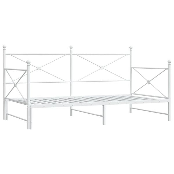 vidaXL Daybed with Trundle without Mattress White 100x190 cm Steel