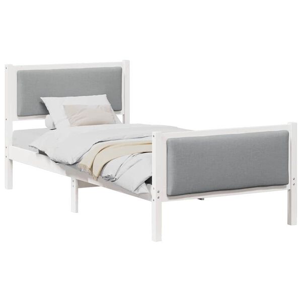 vidaXL Bed Frame with Headboard Light Grey 100 x 200 cm Fabric