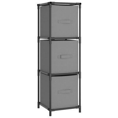 vidaXL Storage Cabinet with 3 Fabric Drawers Grey 34x34x101 cm Steel