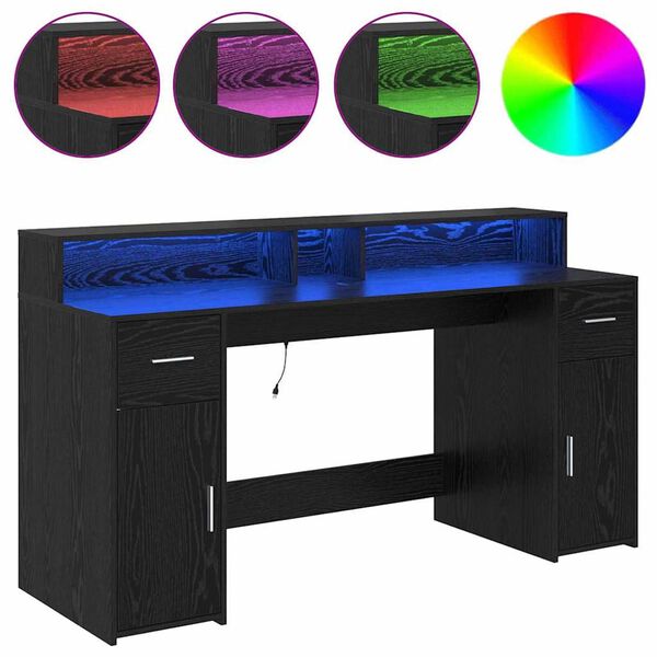 vidaXL Desk with Drawer Black oak 160 x 55 x 91 cm Engineered wood