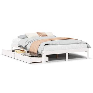 vidaXL Bed Frame with Drawers without Mattress White 140x200 cm