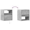 vidaXL Wall-mounted Bedside Cabinets with LED Lights 2 pcs Concrete Grey