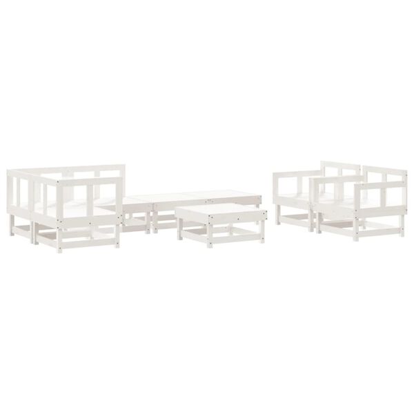 vidaXL 8 Piece Garden Lounge Set White Solid Wood Pine