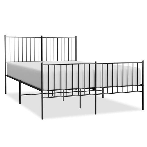 vidaXL Metal Bed Frame without Mattress with Footboard Black 140x200cm