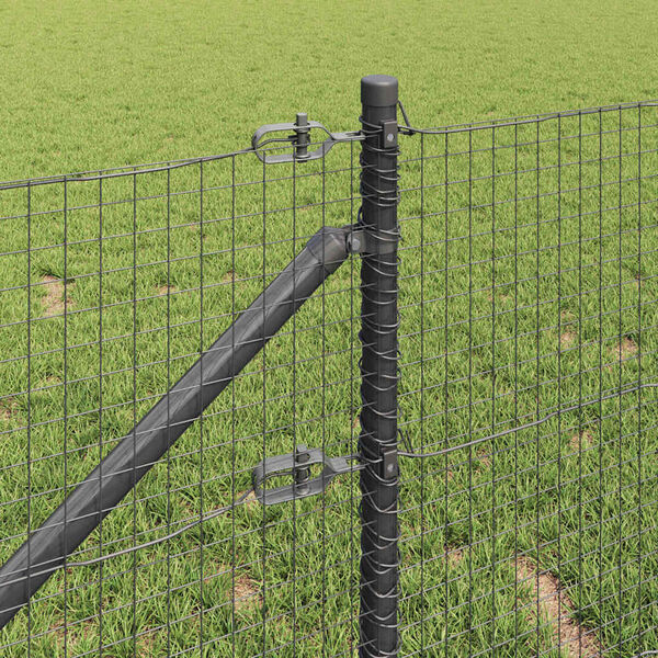 vidaXL Fence Post Grey 50 x 0.4 m (25 x 25 mm mesh) Steel and PVC