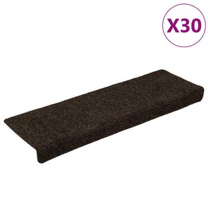 vidaXL Stair Mats Self-adhesive 30 pcs 65x21x4 cm Dark Brown Rectangular Edge