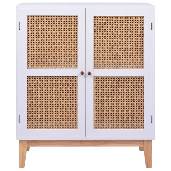 vidaXL Sideboard White 80x35x100 cm MDF and Rattan