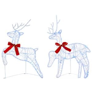vidaXL Christmas Reindeer 2 pcs 40 LEDs Blue 43 x 19 x 65 cm