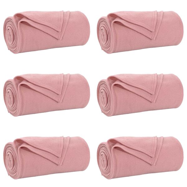 vidaXL Throw Blankets 6 pcs Pink 240 x 220 cm Fleece