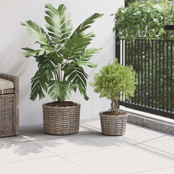 vidaXL Planter Basket with Storage 2 pcs Grey