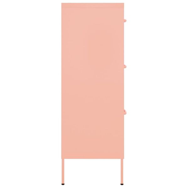 vidaXL Drawer Cabinet Pink 80x35x101.5 cm Steel