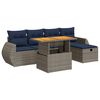 vidaXL 6 Piece Garden Sofa Set with Cushions Black Poly Rattan Acacia