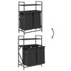 vidaXL Laundry Basket 2 Compartments with Shelves Black Oak
