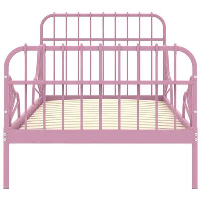 vidaXL Extendable Bed Frame Pink Metal 80x130/200 cm
