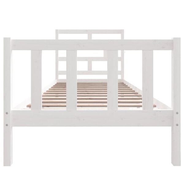 vidaXL Bed Frame without Mattress White Solid Wood 90x200 cm (810068+814175)