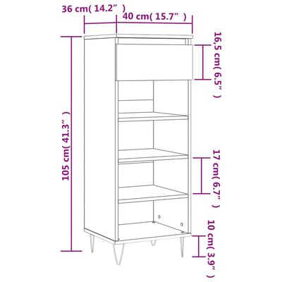 vidaXL Shoe Cabinet High Gloss White 40x36x105 cm Engineered Wood