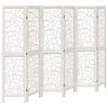 vidaXL Room Divider 6 Panels White Solid Wood Paulownia