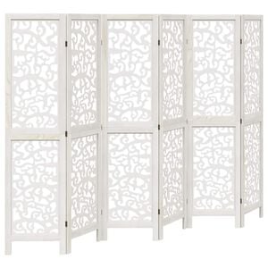 vidaXL Room Divider 6 Panels White Solid Wood Paulownia