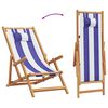 vidaXL Folding Beach Chairs 2 pcs Blue and White Fabric and Solid Wood