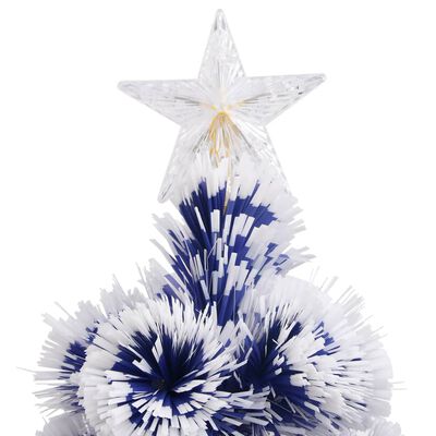 vidaXL Artificial Pre-lit Christmas Tree White&Blue 120 cm Fibre Optic