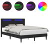 vidaXL Bed Frame with LED Strip Lights Black 135 x 190 cm Faux Leather