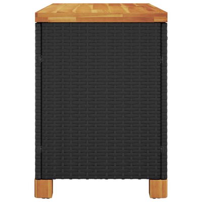 vidaXL Garden Storage Box Black 80x40x48 cm Poly Rattan Acacia Wood