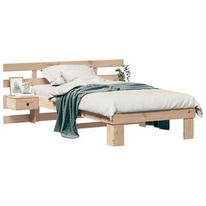vidaXL Bed Frame with Headboard Brown 100 x 200 cm Solid Pine Wood