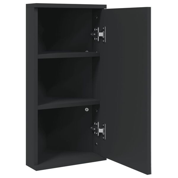 vidaXL Corner Bathroom Mirror Cabinet Black 30x24x60 cm
