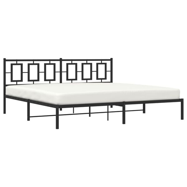 vidaXL Metal Bed Frame without Mattress with Headboard Black 200x200cm