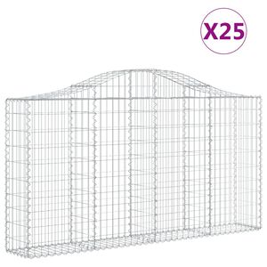 vidaXL Arched Gabion Baskets 25 pcs 200x30x100/120 cm Galvanised Iron