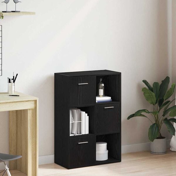 vidaXL Book Cabinet/Room Divider Black Oak 60.5x30x90cm Engineered Wood