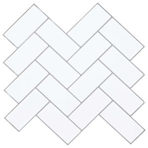 vidaXL Herringbone Tile 10 pcs White Grey 30 x 30 cm