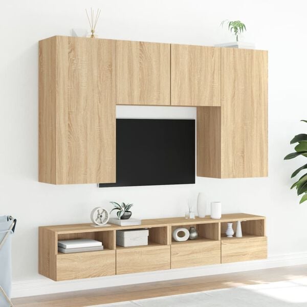 vidaXL TV Wall Cabinets 2 pcs Sonoma Oak 100x30x30 cm Engineered Wood