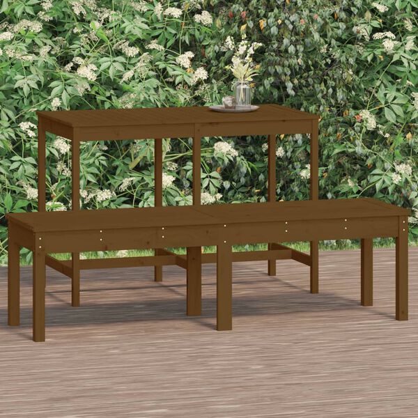 vidaXL 2-Seater Garden Bench Honey Brown 159.5x44x45 cm Solid Wood Pine