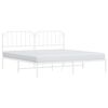 vidaXL Metal Bed Frame without Mattress with Headboard White 193x203cm