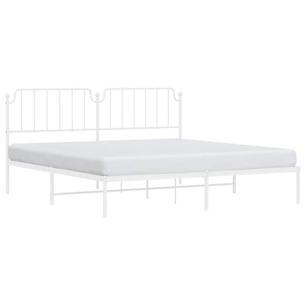 vidaXL Metal Bed Frame without Mattress with Headboard White 193x203cm