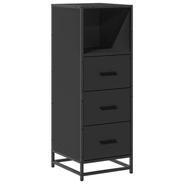 vidaXL Bathroom Cabinet Black 35x37.5x100 cm Engineered Wood