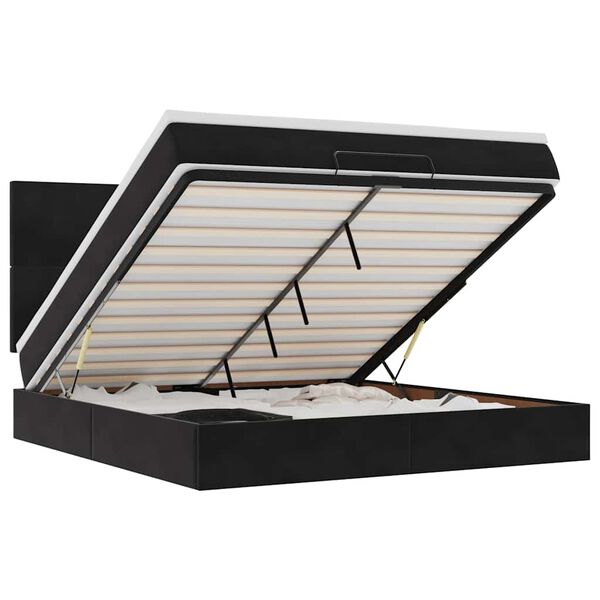 vidaXL Ottoman Bed with Mattresses Black 180x200cm Velvet