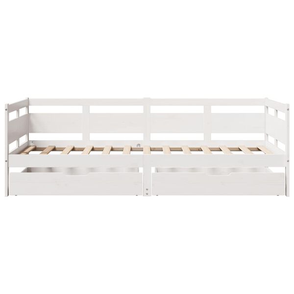 vidaXL Daybed with Drawers without Mattress White 90x190 cm Single Solid Wood