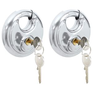 vidaXL Discus Locks with Keys 2 pcs Silver 9 x 2.8 x 9 cm