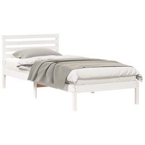 vidaXL Bed Frame with Headboard White 90 x 210 cm Solid Pine Wood