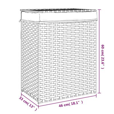 vidaXL Laundry Basket with Lid 46x33x60 cm Poly Rattan