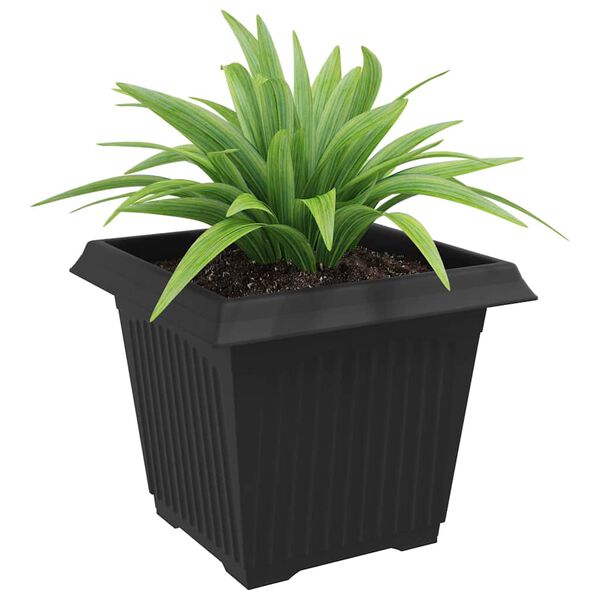 vidaXL Square Flower Pot 6 pcs Black 28.5 x 28.5 x 22 cm Plastic