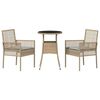 vidaXL Garden Dining Set 3 pcs Beige Poly rattan