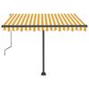 vidaXL Manual Retractable Awning with LED 300x250 cm Yellow and White