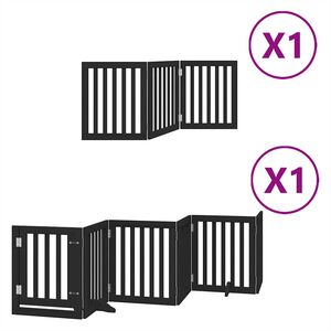 vidaXL Dog Gate with Door Foldable 9 Panels Black 450 cm Poplar Wood